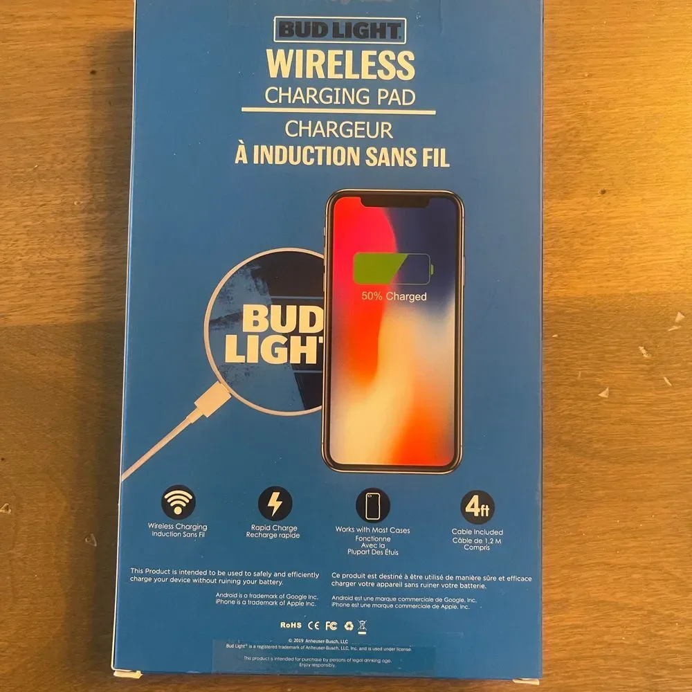 Bud Light Wireless Charging Pad for iPhone & Android Devices